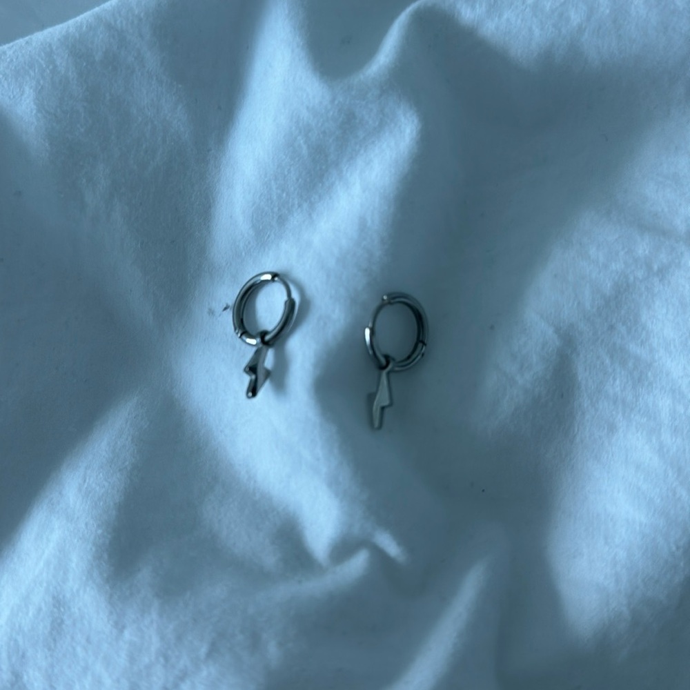 Silver lightning bolt earrings
